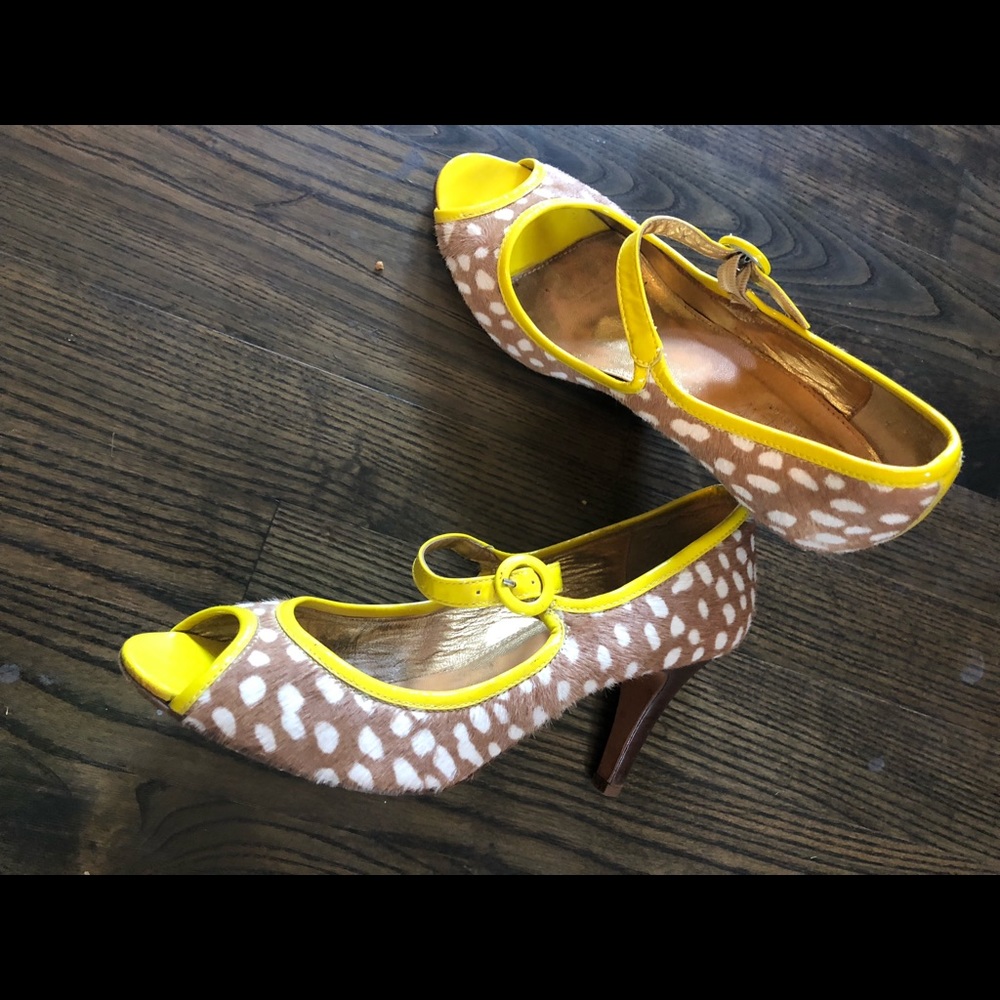 JCrew Collection Italian Calf Hair Peep Toe